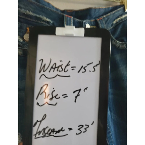 True Religion Jeans Womens Size 28 Blue Bobby Bell Bottom Distressed 100% Cotton - Picture 10 of 10